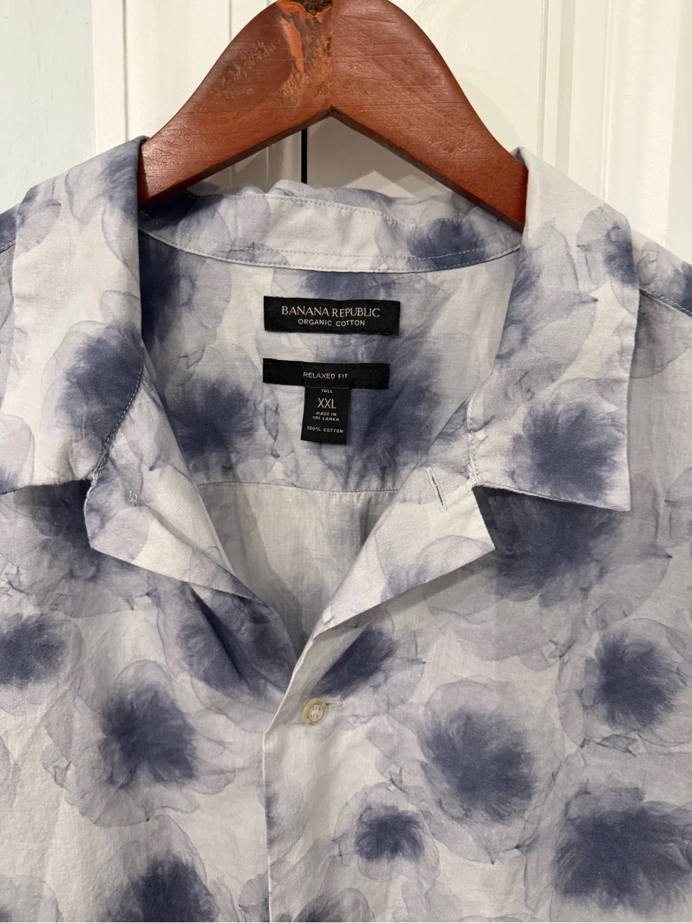 Banana Republic XXL Tall Organic Cotton Floral Print Camp Collar Shirt